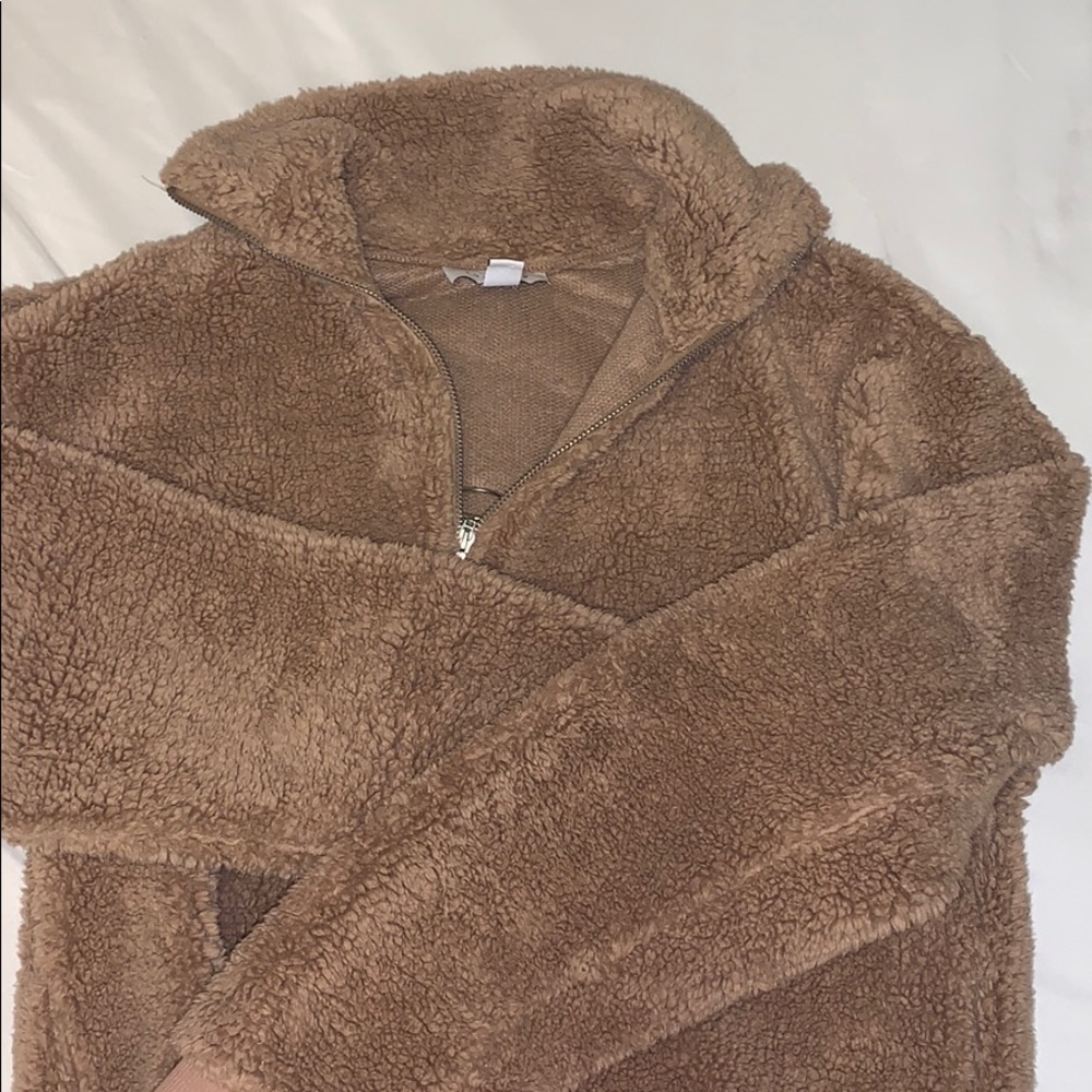 Cropped fluffy quarter zip